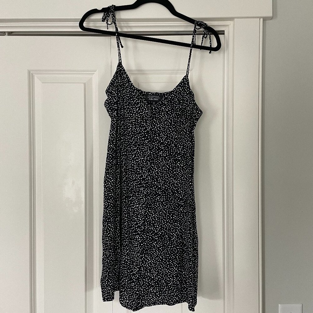& Other Stories B&W Polkadot Tie Shoulder Mini Dress US 8 / EU 40